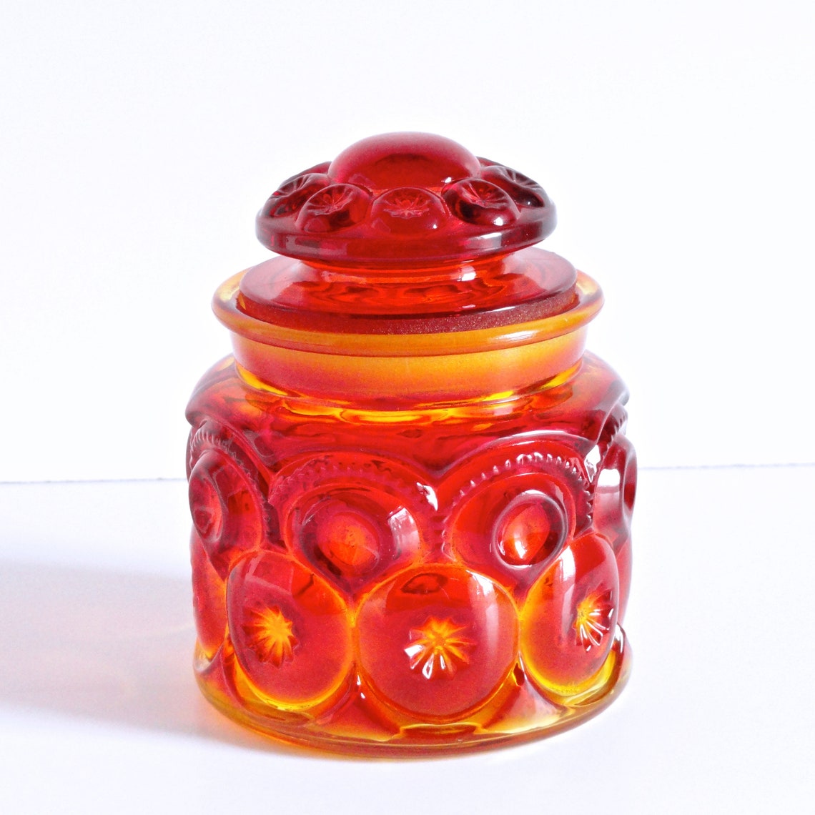 Mid Century Modern L. E. Smith Red Amberina Moon & Stars Glass - Etsy