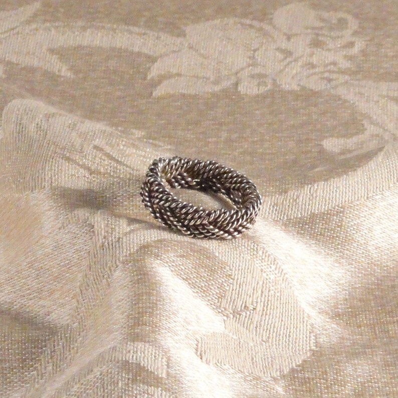 Vintage Mexican Sterling Silver Braided Filigree Ring c1940s