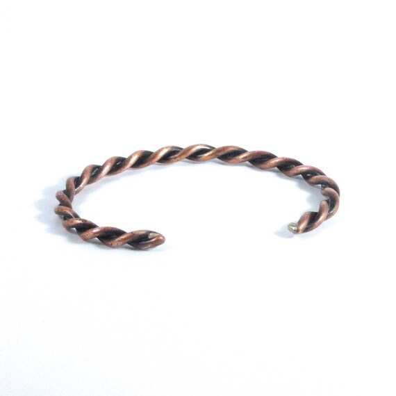 Solid Copper Twisted Rope Cuff Bracelet, Vintage … - image 6