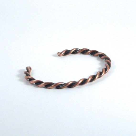 Solid Copper Twisted Rope Cuff Bracelet, Vintage … - image 8
