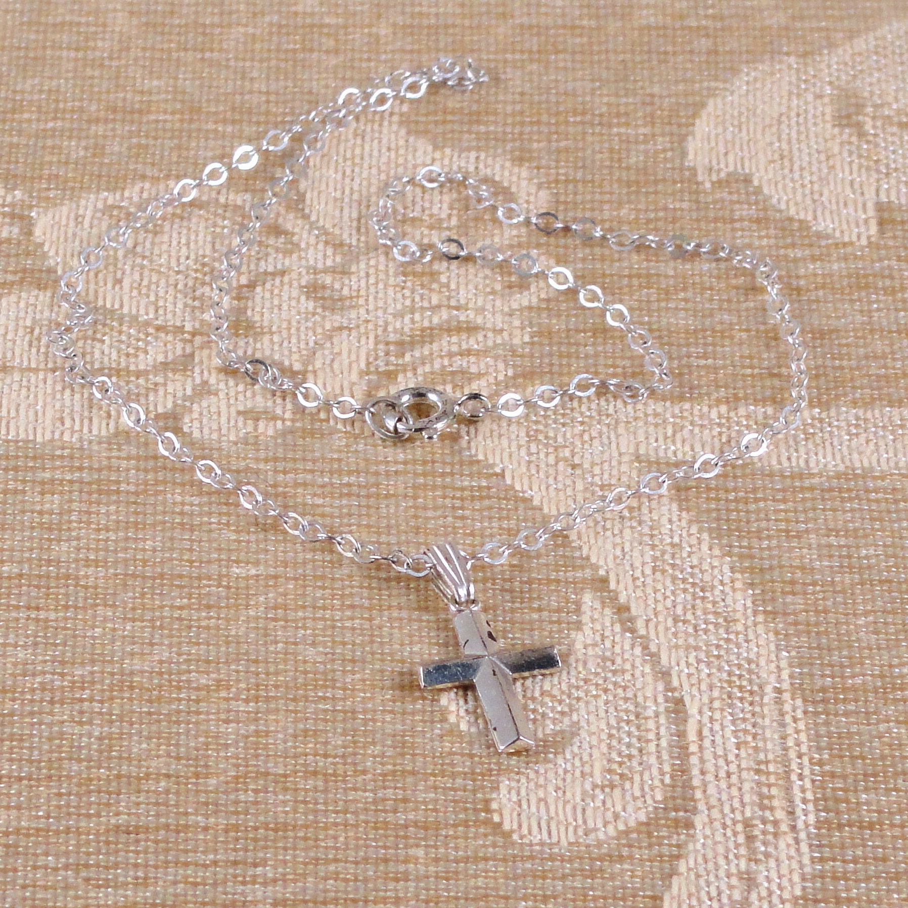 Vintage Bell Trading Sterling Silver Cross Necklace, Child's Vintage Bell Trading Sterling Silver Cross Necklace, Child's