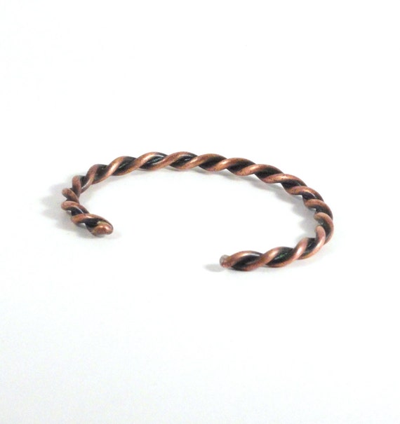 Solid Copper Twisted Rope Cuff Bracelet, Vintage … - image 7