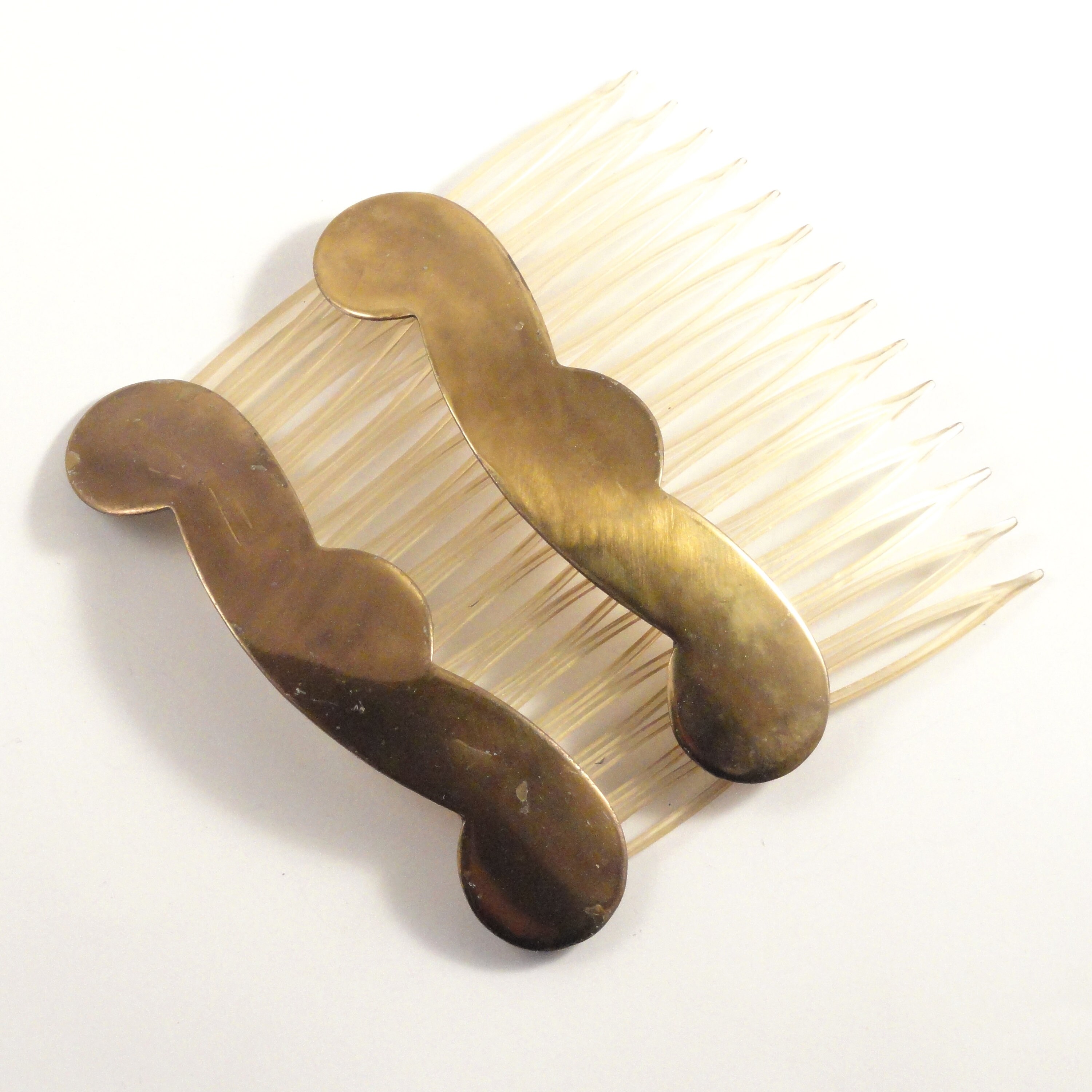 Vintage Mexican Brass Bracket Swirl Hair Combs C1950s | Etsy