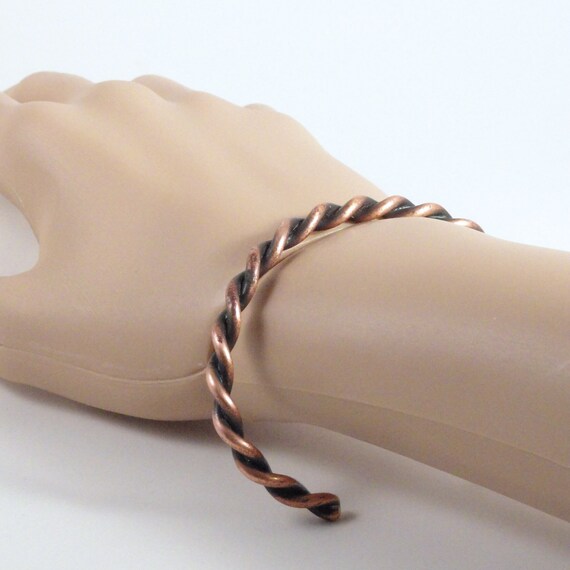 Solid Copper Twisted Rope Cuff Bracelet, Vintage … - image 10