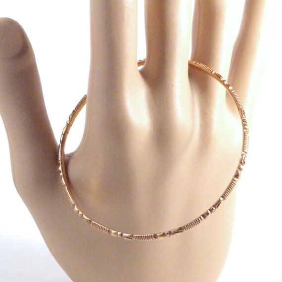 Vintage Brass Stackable Bangle Bracelet 1960s - image 9