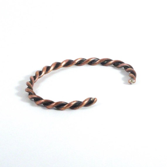 Solid Copper Twisted Rope Cuff Bracelet, Vintage … - image 5