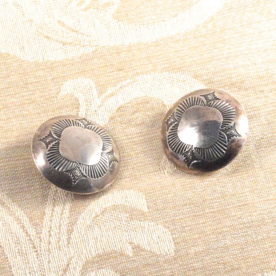 Vintage Navajo Sterling Silver Concho Button Earr… - image 9