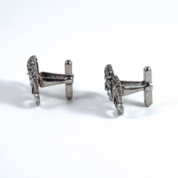 Vintage Sterling Silver Drama Mask Cuff Links 195… - image 2