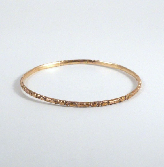 Vintage Brass Stackable Bangle Bracelet 1960s - image 1