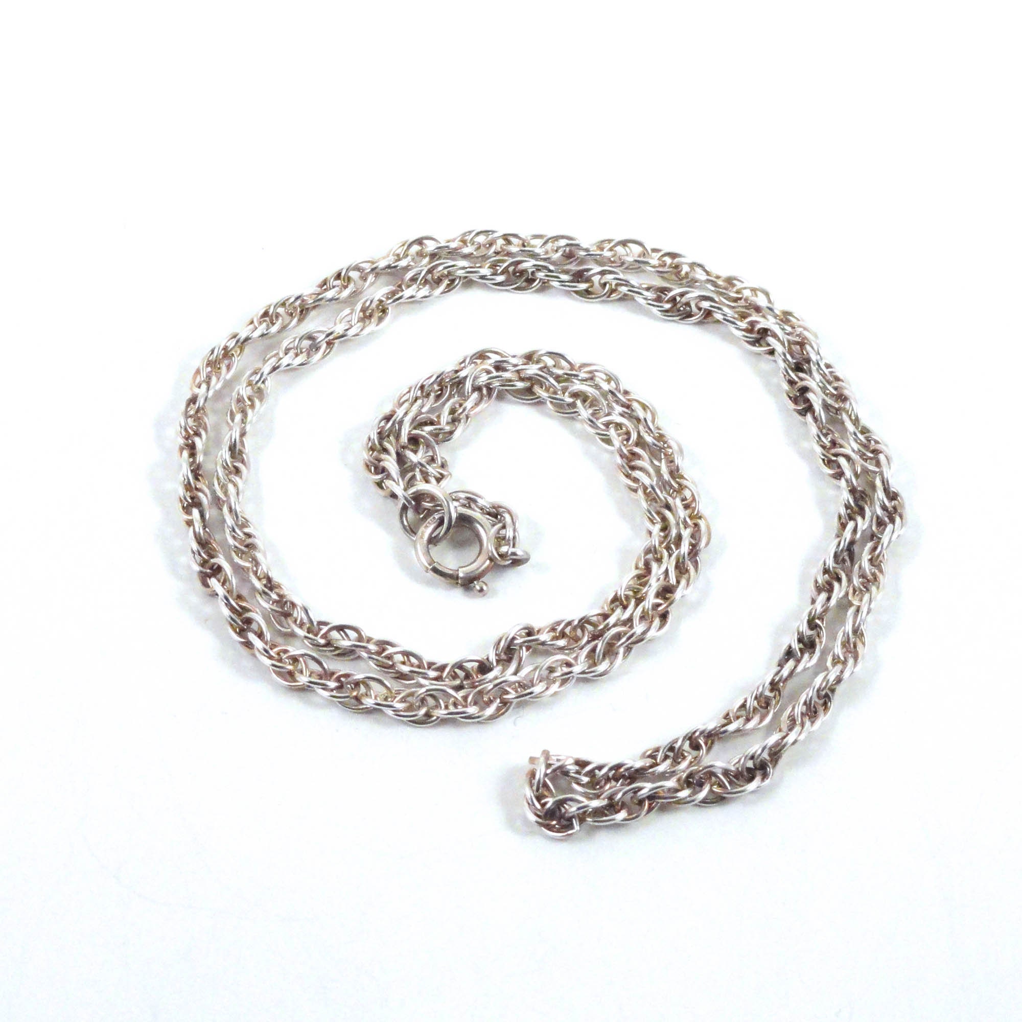 Vintage 24 Inch Sterling Silver Triple Twist Rope Link Chain C1960