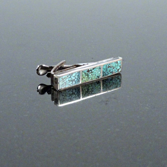 Vintage Zuni Spider Web Turquoise Channel Tie Bar C1940s - Etsy