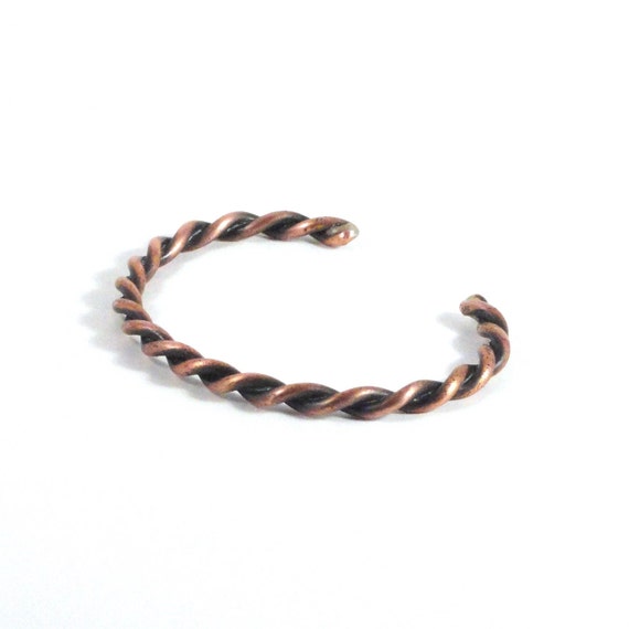 Solid Copper Twisted Rope Cuff Bracelet, Vintage … - image 4