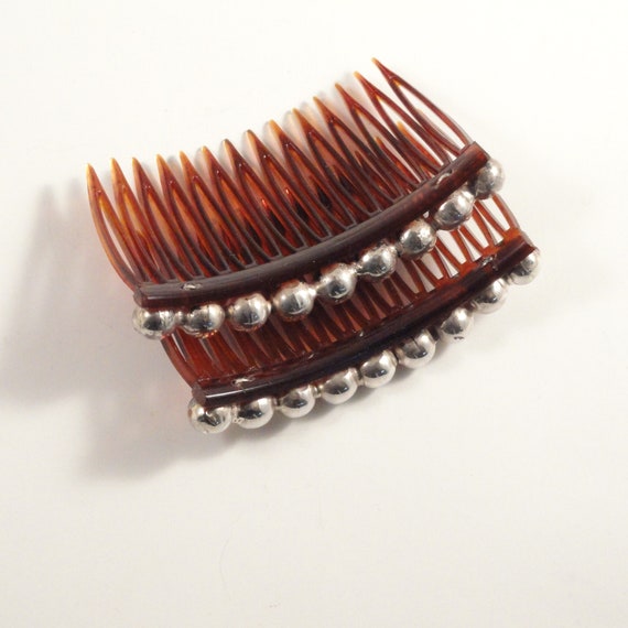 Vintage Sterling Silver Beaded Bridal Hair Combs … - image 10