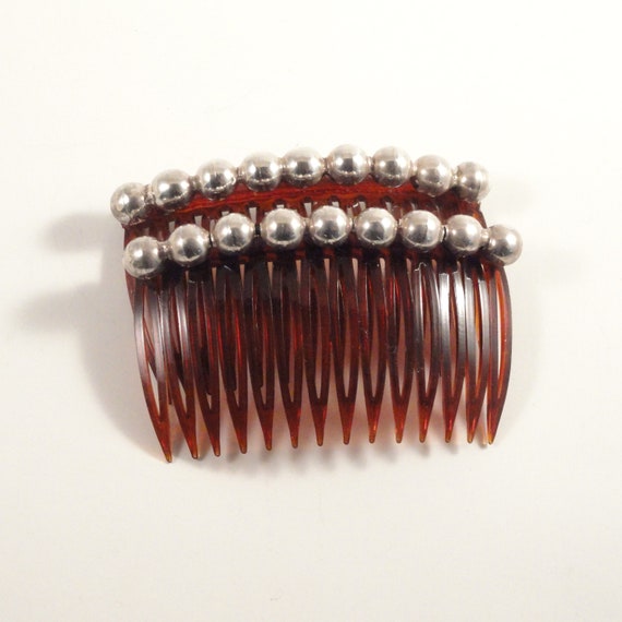 Vintage Sterling Silver Beaded Bridal Hair Combs … - image 7