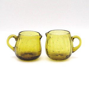 Vintage Amber Creamers, Hand Blown Avalos Art Glass c1950&#39;s