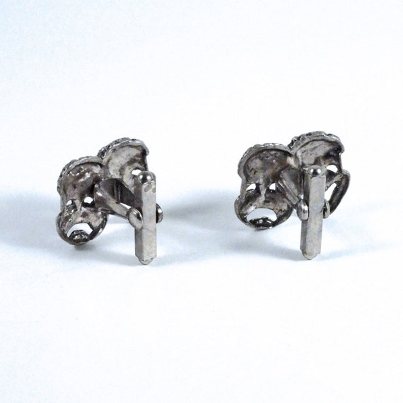 Vintage Sterling Silver Drama Mask Cuff Links 195… - image 3