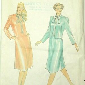 Vintage 1980s Butterick Pattern 3619 Business Suit, Jacket Skirt & Blouse Size 10