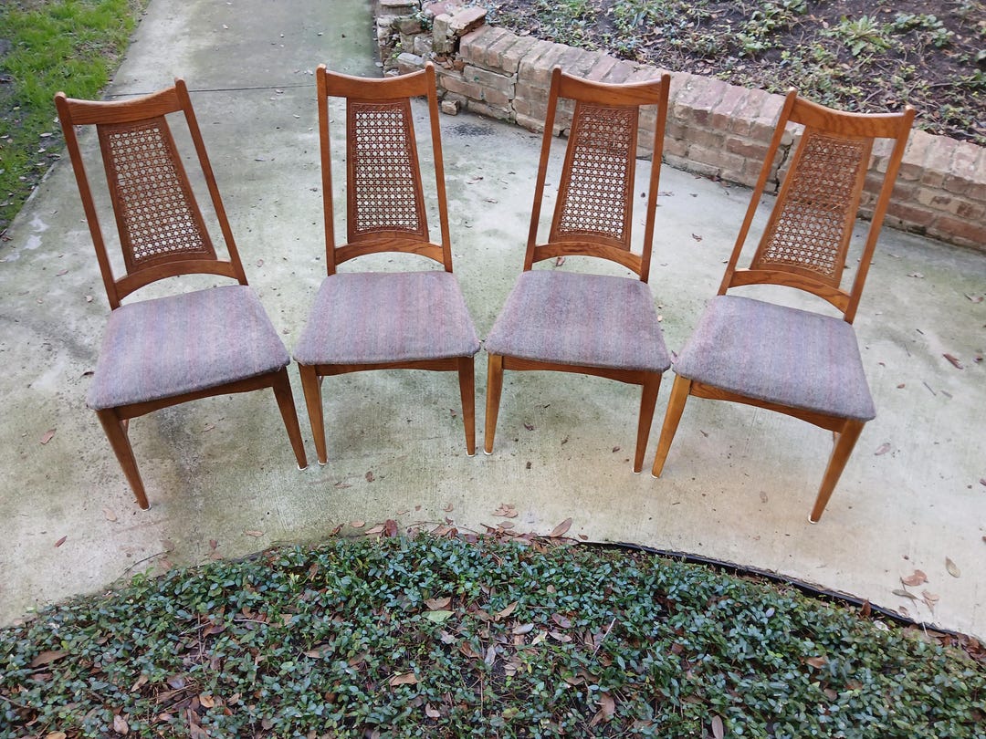 Mid Century Modern Cane Back Dining Chairs - Set of 4 - Etsy