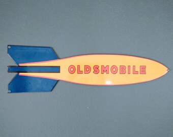 Rocket-Shaped Porcelin Oldsmobile Sign