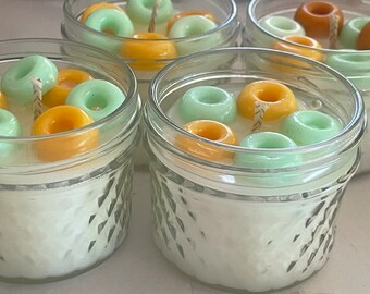 CEREAL TOPPED MASON jar candle - 4 & 8 oz. jars - Great nostalgic gift! MultiColored Pebbles,MultiColored Loops,MultiColored Crunch+more...