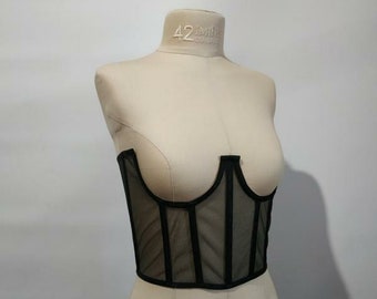 Soutien-gorge transparent noir underbust corset noir goth corset ceinture lingerie transparente soutien-gorge ouvert coupe corset cupless soutien-gorge transparent corset lingerie