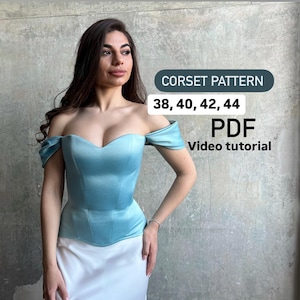 Pdf Overbust corset pattern guide, Corset sewing pattern, satin waist corset tutorial, PDF long satin corset, Classic easy corset pattern