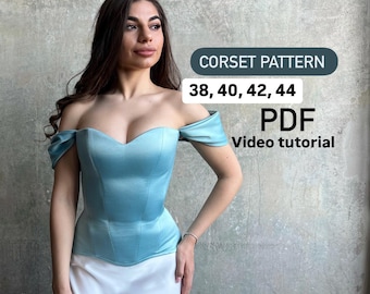 Pdf Overbust corset pattern guide, Corset sewing pattern, satin waist corset tutorial, PDF long satin corset, Classic easy corset pattern