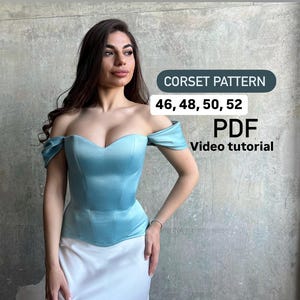 Tutorial PDF satin waist corset, Corset sewing pattern, Overbust corset pattern guide, PDF long satin corset, Classic easy corset pattern,