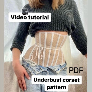Pattern for sewing transparent corset, Sewing instructions for  transparent corset, PDF pattern Underbust corset, underbust corset pattern