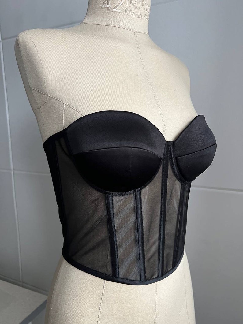 Patron de couture de corset transparent, patron de haut bustier, instructions de couture pour corset transparent, patron PDF corset avec bonnets image 9