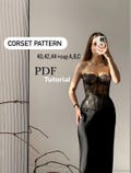 Corset sewing pattern, lace waist corset tutorial, corset patterns, PDF long lace corset pattern with cups, transparent corset guide pattern