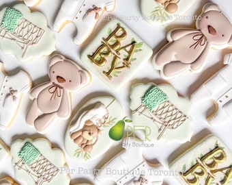 Biscuits pour chambre de bébé Biscuits baby shower neutres Cookies sur le thème des oursons