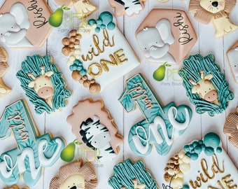 Wild One First Birthday Cookies First Birthday Safari Cookies Jungle Cookies Gold accents