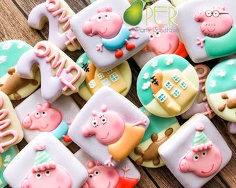 Pink Pig Birthday Sugar Cookies 12 Cookies