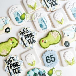24 cookies Golf Cookies Let’s Par Tee Birthday Cookies 30th, 60th Birthday Cookies First Birthday Cookies Hole in One 1st Birthday Party