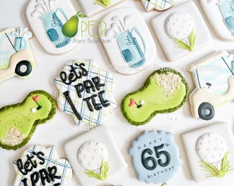 Golf Birthday Cookies, Par Tee Party, Custom Royal Icing (12 cookies)