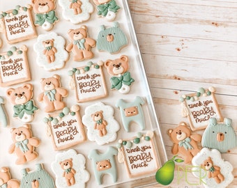 Thank you Beary Much Baby Shower Cookies Teddy Bear  Baby Shower Cookies  We can Bearly Wait Cookies