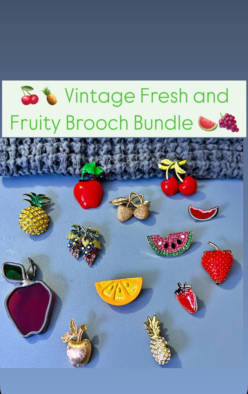 Vintage Fresh and Fruity Brooch Broach Pin Collection Bundle Set - Etsy