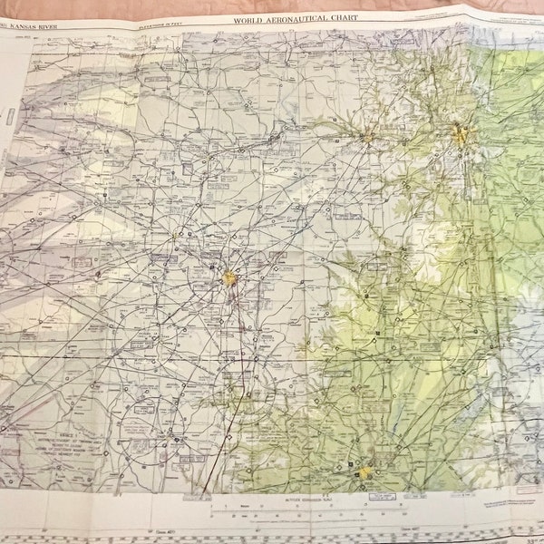 Vintage Kansas River Aeronautical Chart Map