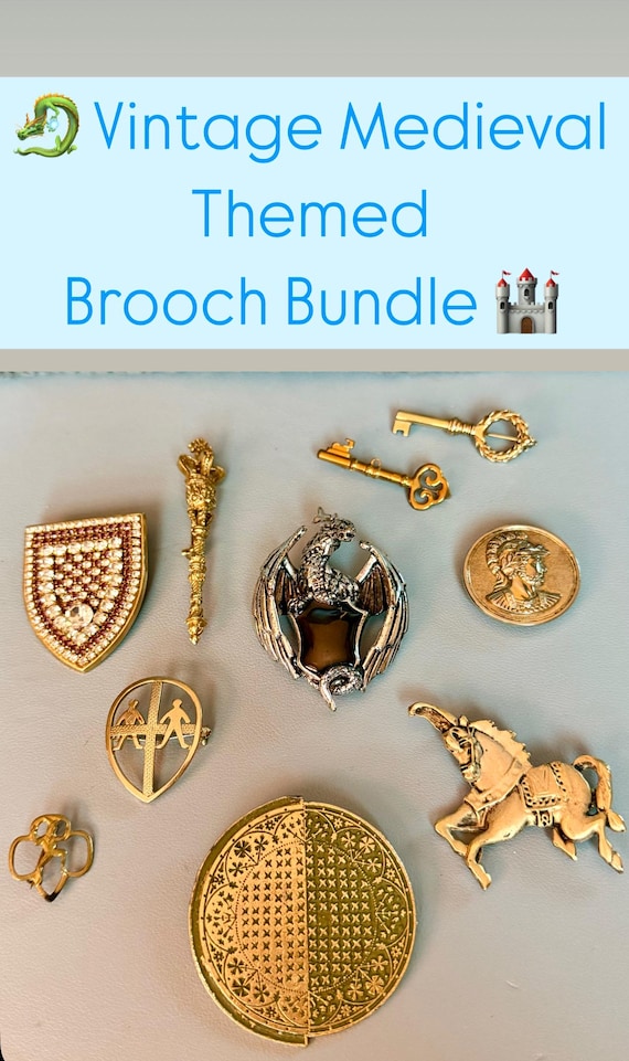 Vintage Medieval Themed Brooch Broach Bundle Collection