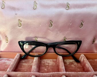Lunettes de vue oeil de chat pin-up noires vintage des années 1950 Mod