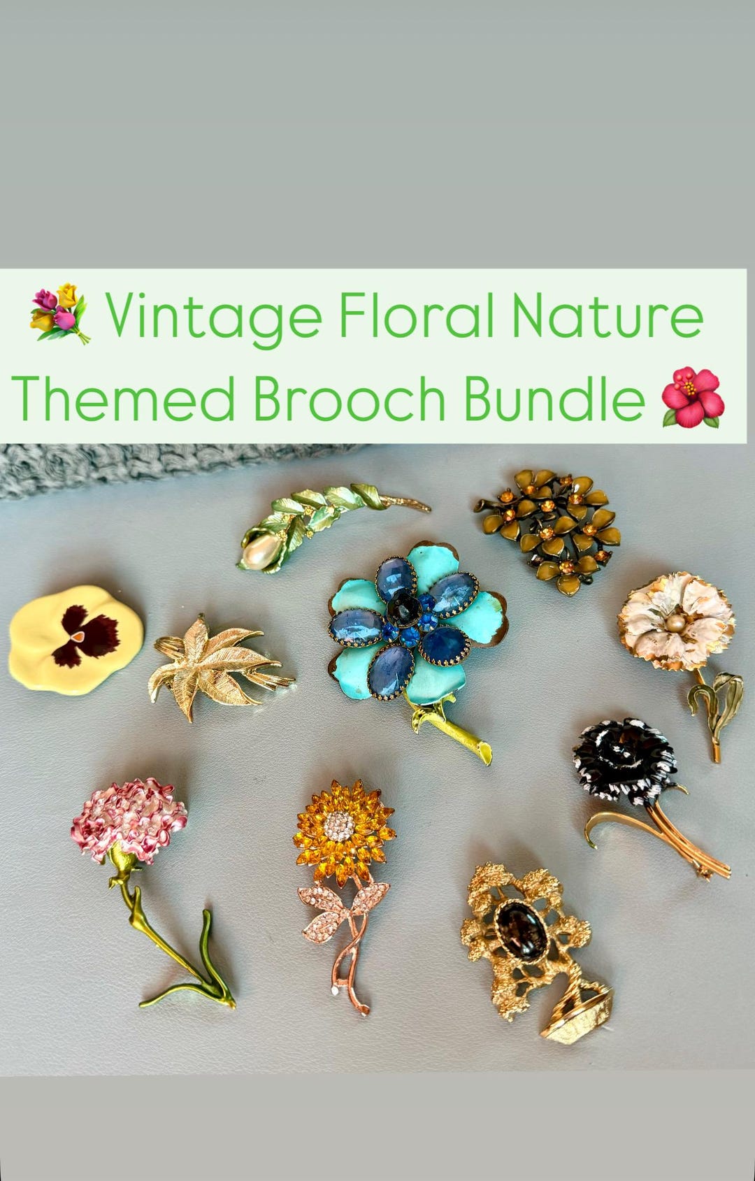 Vintage Flower Nature Themed Brooch Broach Pin Bundle Collection - Etsy