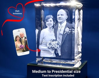 3D Photo Crystal Rectangle With Text Engraving