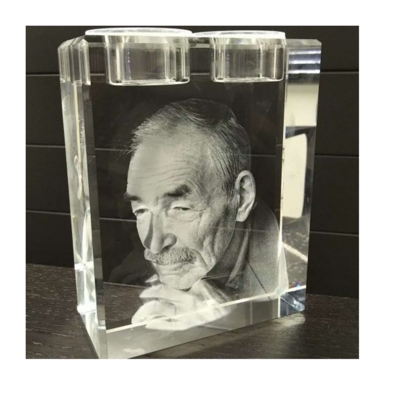 3D Laser Engraved Crystal Photo Urn or Candle Etsy