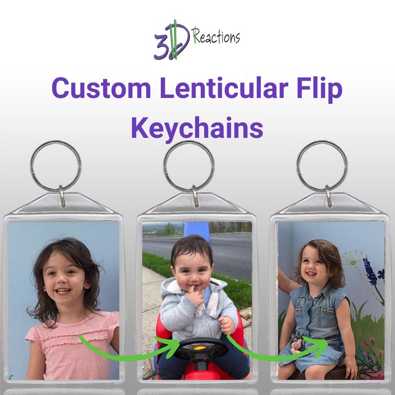 Custom Lenticular Flip Keychain Etsy