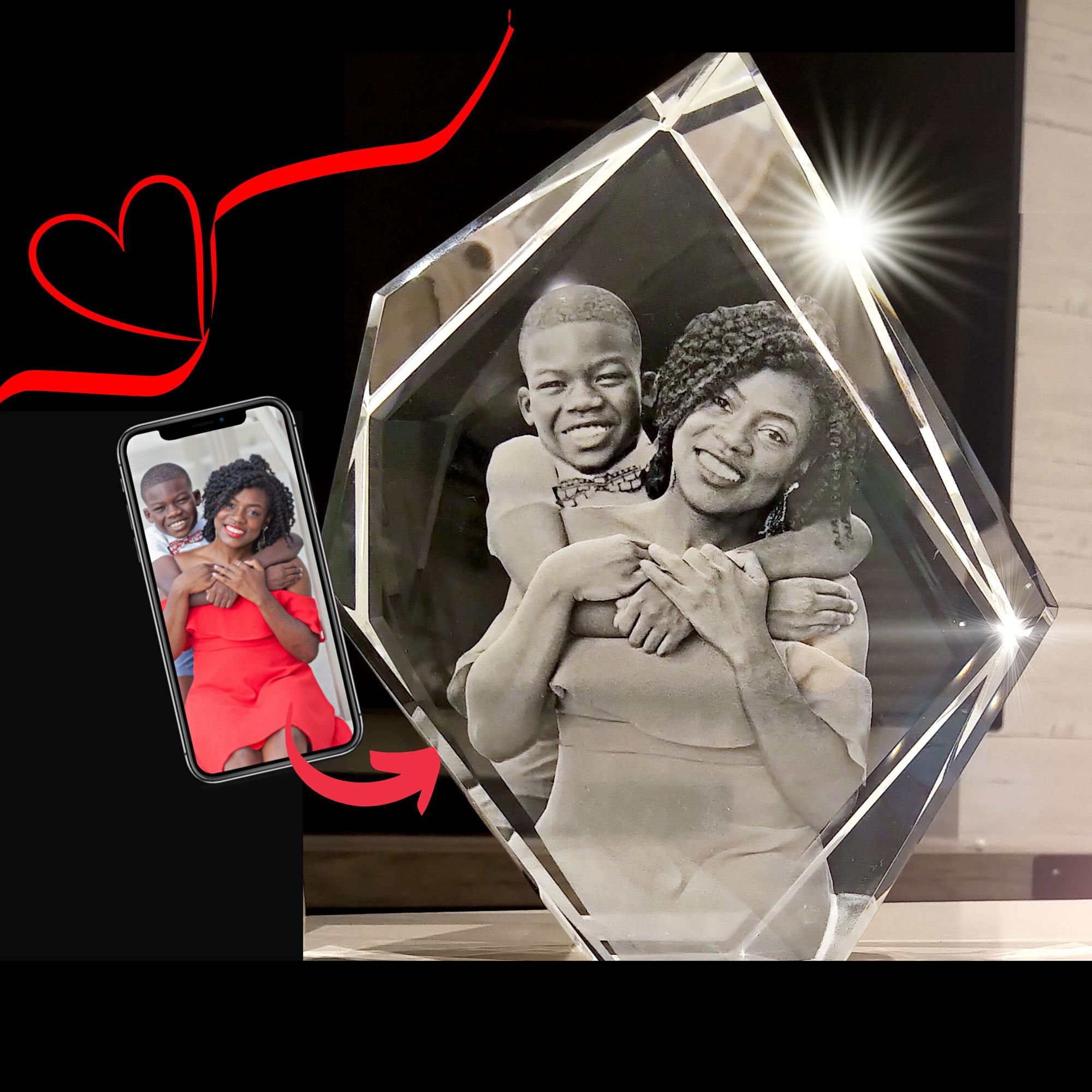 Personalised 3D Crystal 5x8x5 cm for Wife Birthday - Presto