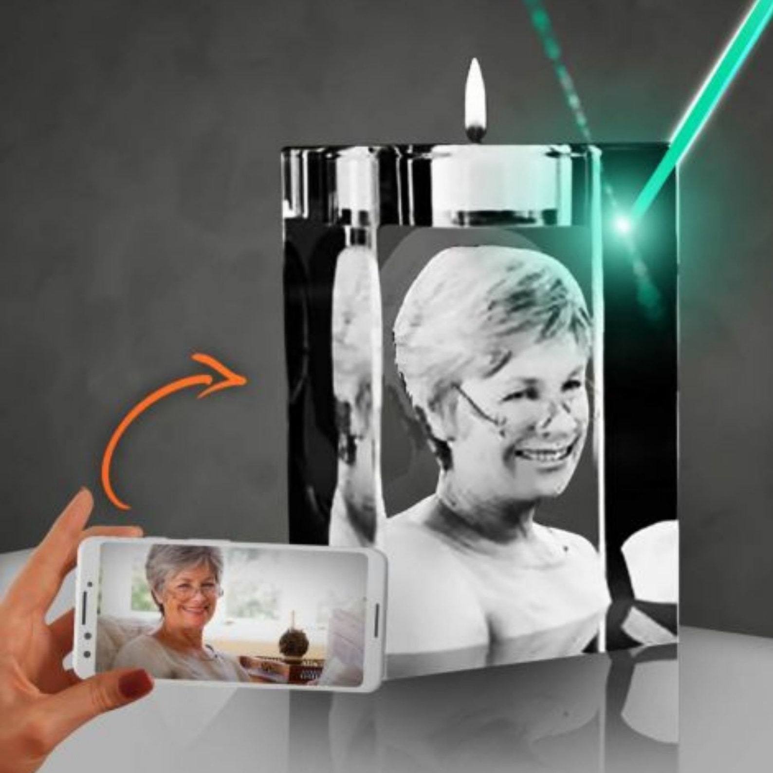 3D Photo Crystal Candle Holder | Etsy