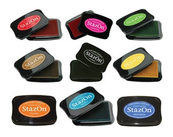 Tsukineko StazOn Permanent Ink Pads for Stamps -Solvent Ink- Full Size-Multiple Colours