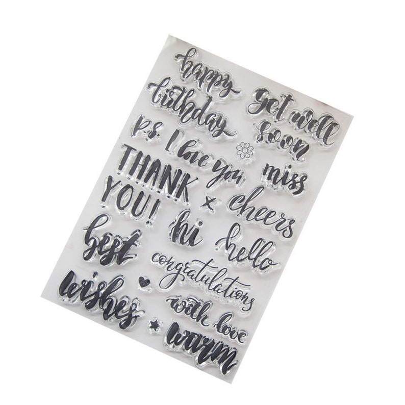 Basic SentimentThank youbirthday best wishes planner scrapbook card making Clear Photopolymer Stamp set