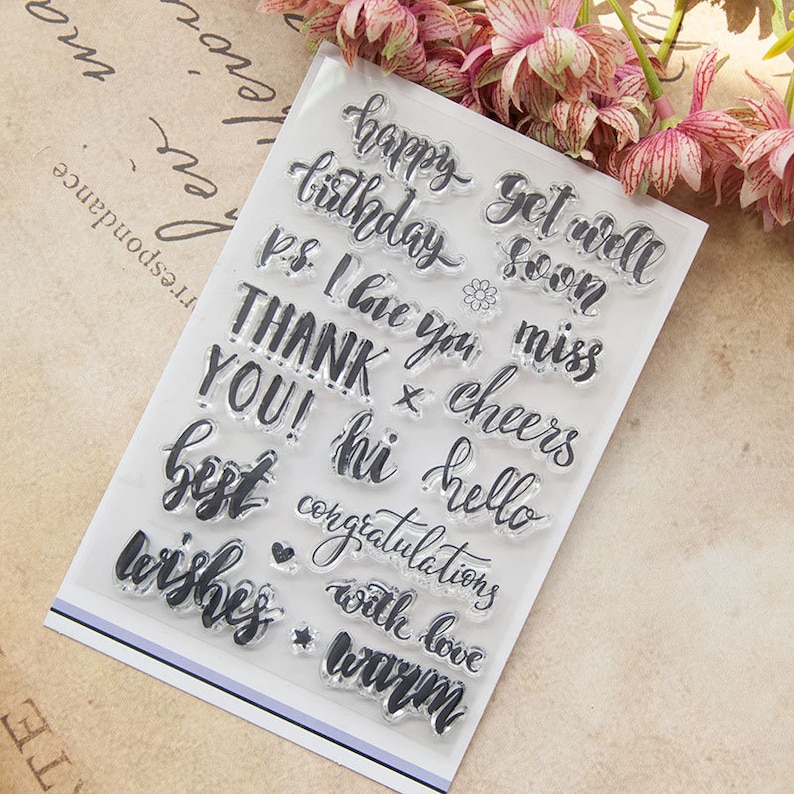 Basic SentimentThank youbirthday best wishes planner scrapbook card making Clear Photopolymer Stamp set
